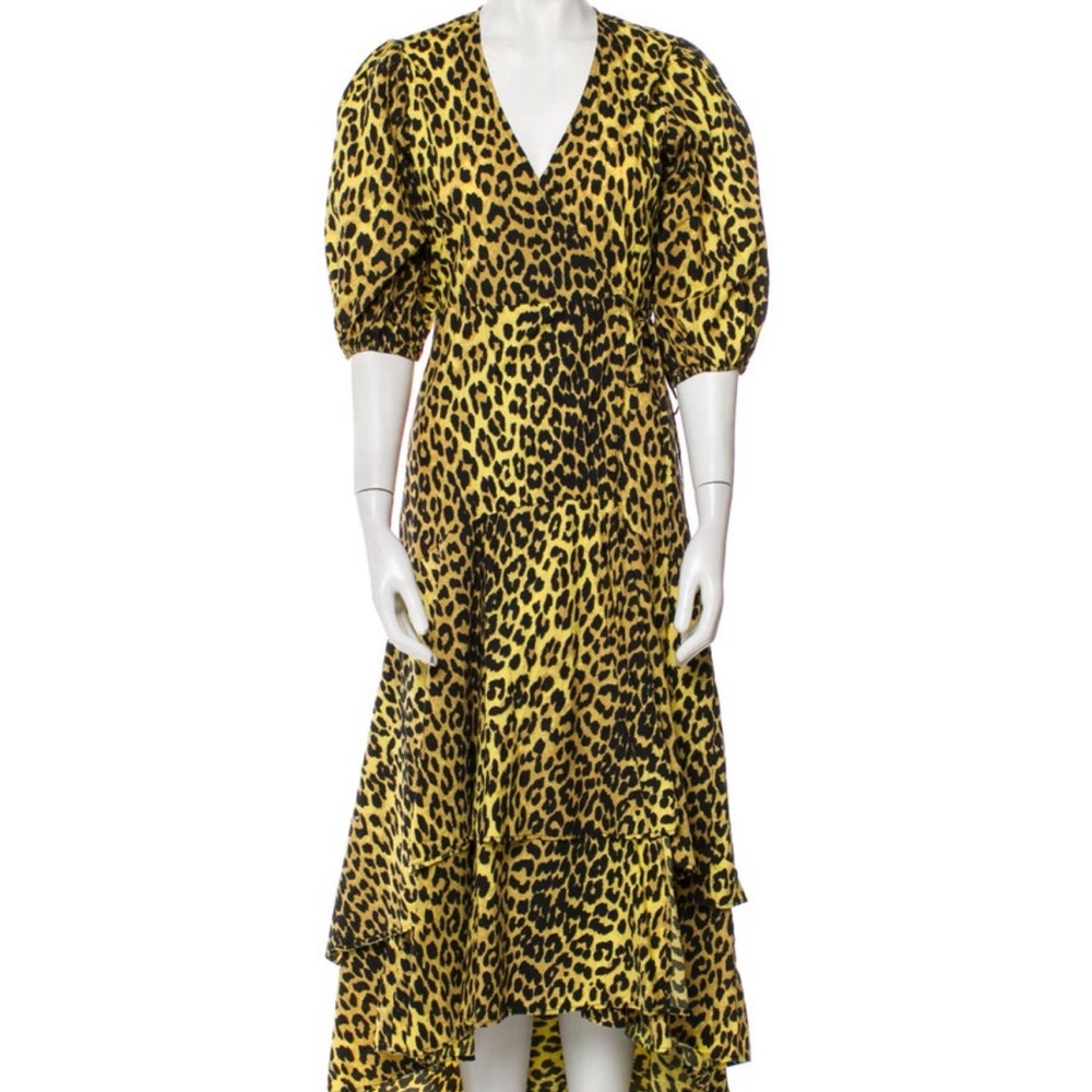 Ganni Leopard Print Midi Dress